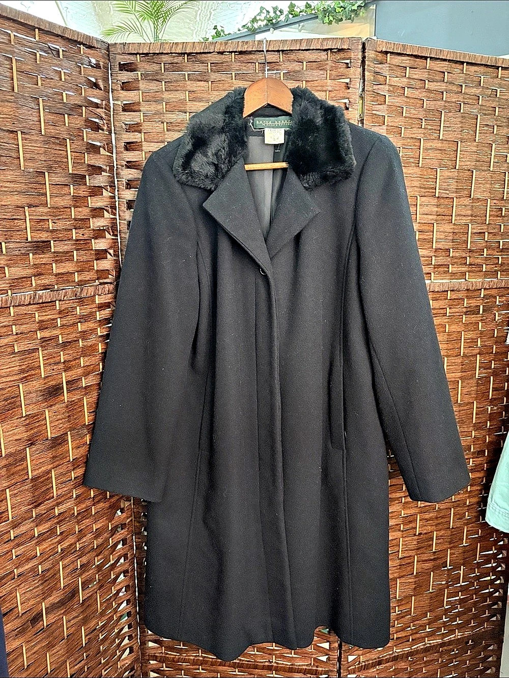 Vintage Harvé Benard Wool Blend Fur Collar Coat Size 12